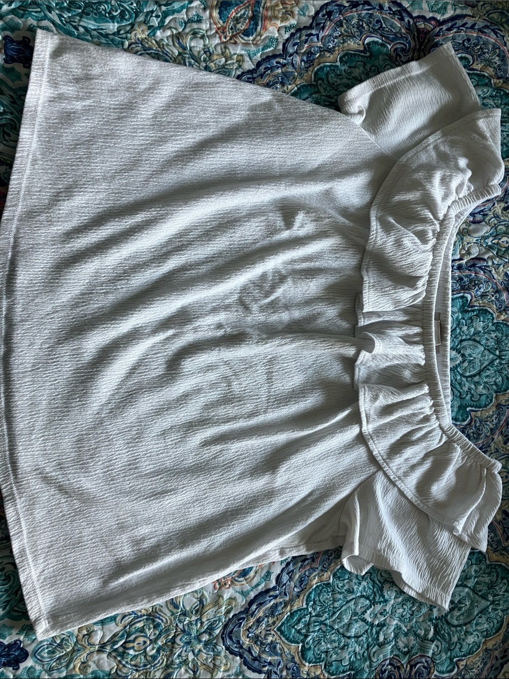 LOFT White Off-the-Shoulder Ruffle Tunic